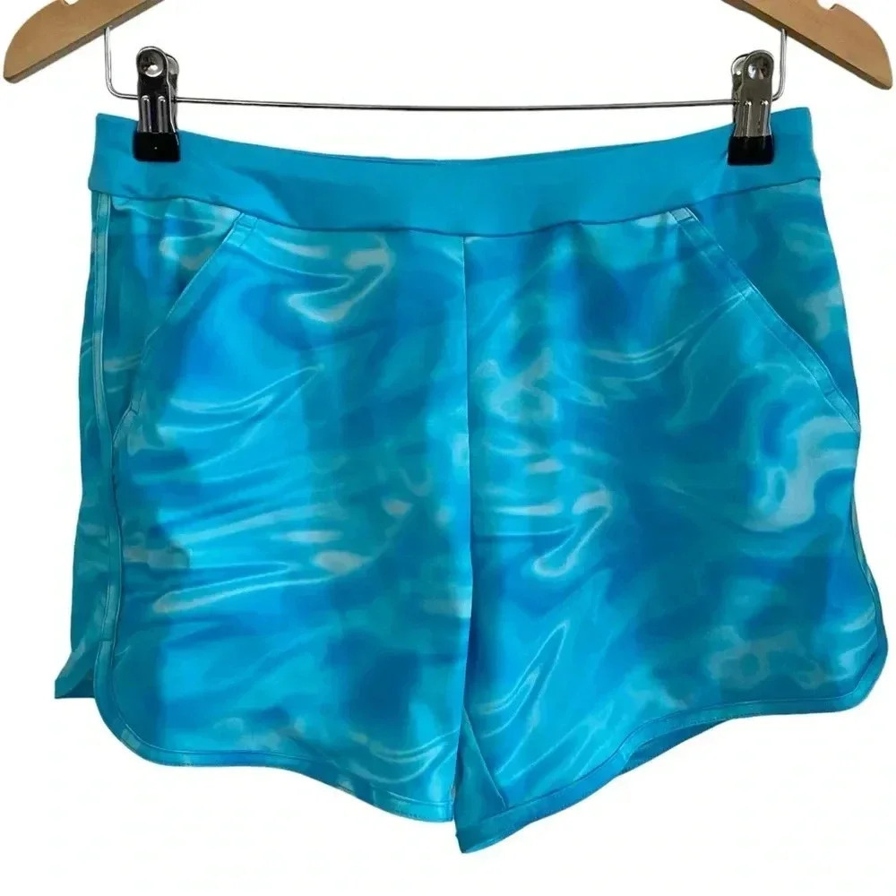 Lands End Girls Blue Tie Dye Swimsuit Board Shorts